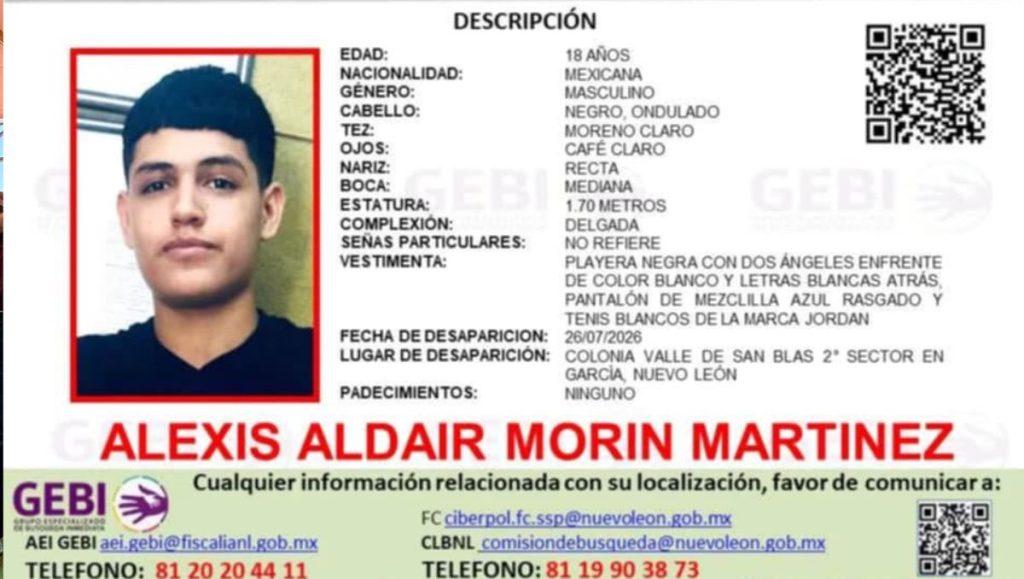 Buscan a Alexis Aldair; Joven Desaparecido En García, Nl - Apoyo Regio