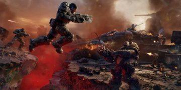 Soldiers in Heavy Exosuits Rushing Across a Cratered Battlefield Amid Explosions and Lava-red Smoke. - Apoyo Regio